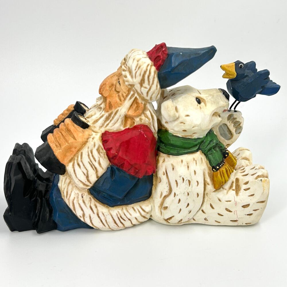 Vtg David Frykman Santa Polar Bear Birding Crow 1999 Shelf Sitter DF1135